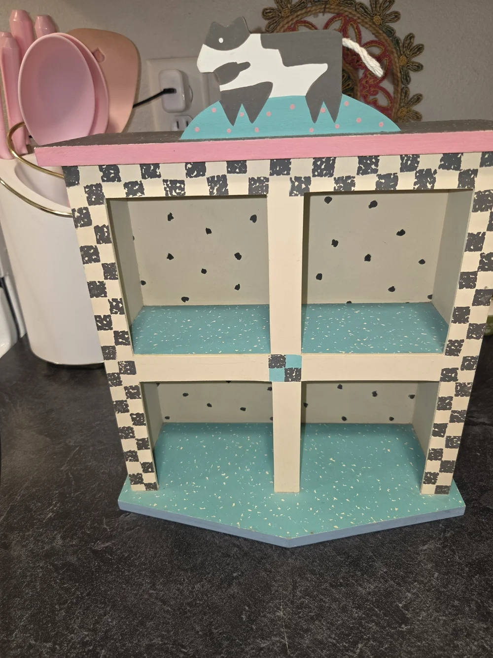 Hallmark Teal, Cream & Pink 4-Cubby Trinkey Shelve